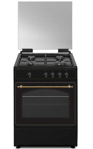 Cocina Gas Butano Vitrokitchen RU6060B - 4 Fuegos, 60x60cm, Horno 64L, Doble Vidrio, Negra Rústica