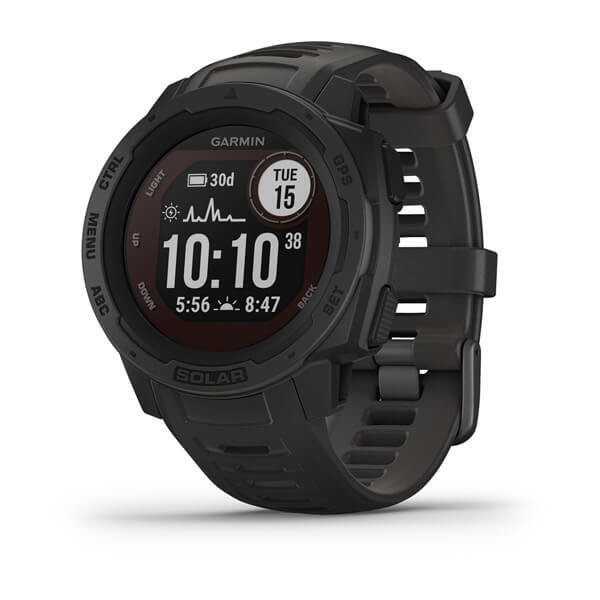 Garmin Instinct Solar reloj inteligente con gps y una aplicación especial deportes grafito notificaciones negro 45 mm 0.9 carga bluetooth ant+ 16gb 10 atm graphite mip