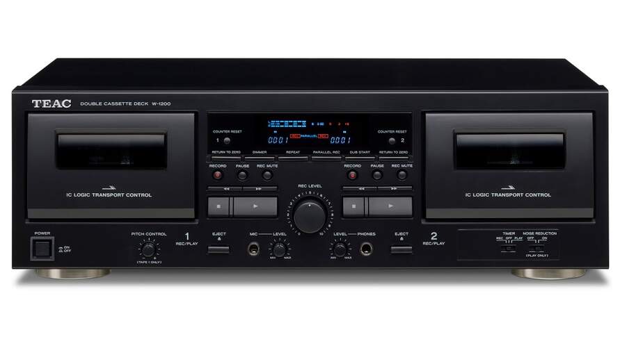 Reproductor TEAC Cassette Doble Pletina W-1200-B - Negro, entrada micr&oacute;fono, Autostop, 30-150 0Hz