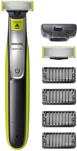 Barbero Philips OneBlade QP6510 - Recargable, 60 min. aut. 12 Niveles de corte, Húmedo y seco