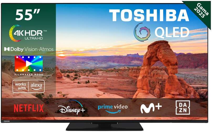TV Toshiba 55" QLED 55QV3F63DG - 4K Ultra HD, Smart TV VIDAA, Escalador 4K, 20 W