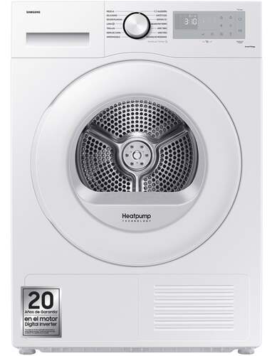 Secadora Bomba Calor Samsung DV80CGC0B0THEC - 8 kg, Seca en 35 min., Clase A++, Wi-Fi, Blanca