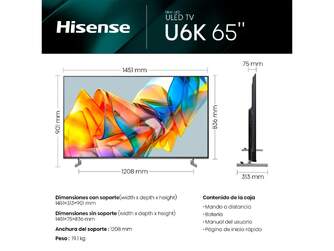 TV HISENSE 65%%%quot; 65U6KQ UHD MINILED ULED QLED FULLAR
