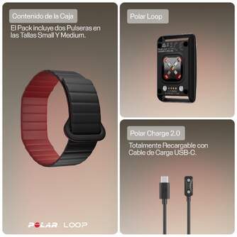 SMART BAND POLAR LOOP GEN2 BLK/CHE SIL S-M