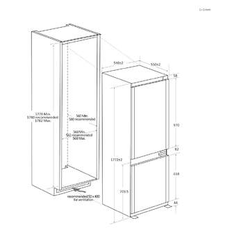 FRICOM. HOOVER HONBQT3719EW 193x69 NF INTEG
