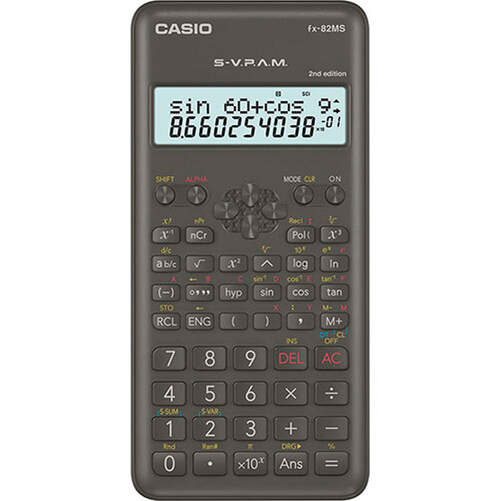 Calculadora Casio FX-82 MS2 - 2 líneas, 10+2 dígitos, 240 funciones y 8 memorias