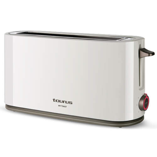 Tostador Taurus My Toast - 1000W, 1 Ranura Larga, 7 Ajustes tostado, Recogemigas, Blanco