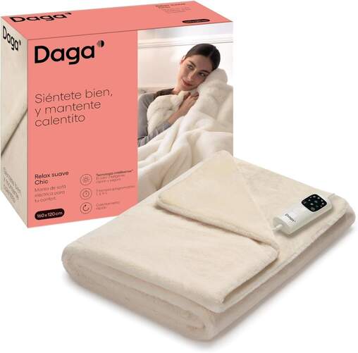 Manta Daga Relax Suave Chic 26001 - 150x110 cm, 150 W, 6 Temperaturas