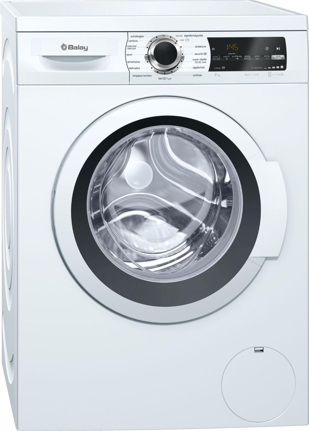 Lavadora Balay 3TS986BT - A+++ -30%, 8Kg, 1200 RPM, ExtraSilencio, VarioPerfect, Pausa + Carga, Blan
