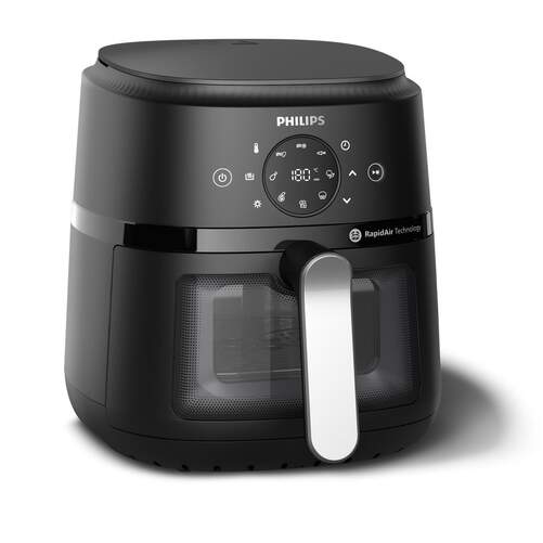 Freidora de aire Philips NA221/00 - 4,2 litros, 1500 W, con ventana, 13 programas, negro