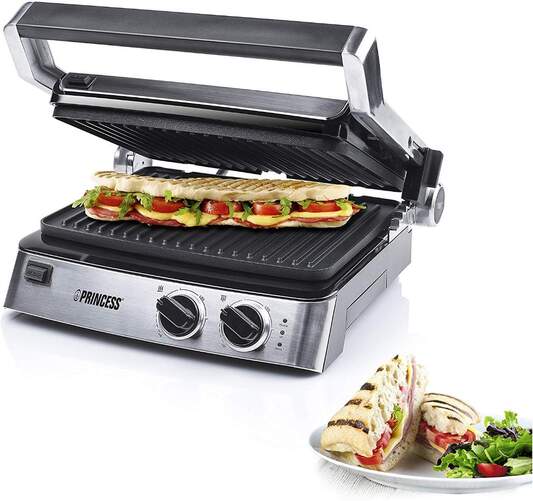 Grill Princess 117300 - 2000W, 29x23cm, Antiadherente, Termostato, Recoge Grasas