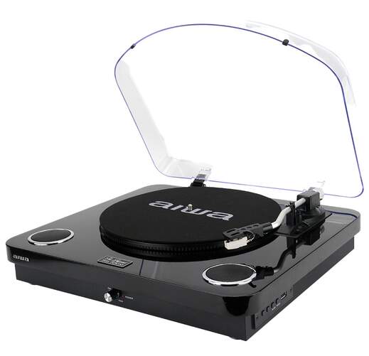 Tocadiscos Aiwa GBTUR200BK Negro - USB, Bluetooth 6.0, 2 altavoces con 5 W RMS