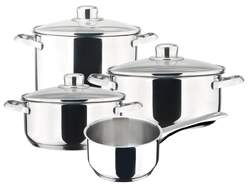 Bateria de cocina Magefesa Dux - 3 cacerolas+1 Cazo+3 tapas, acero inoxidable 18/10, apto inducci&oacute;n