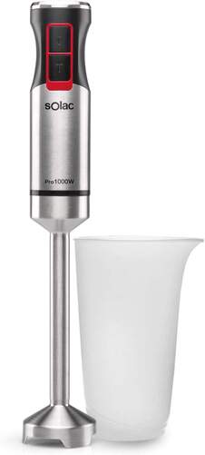 Batidora mano Solac Pro BA5606 - 1000W, Potencia Regulable + Turbo, Picahielo, Cuchilla Acero, 0,7 L