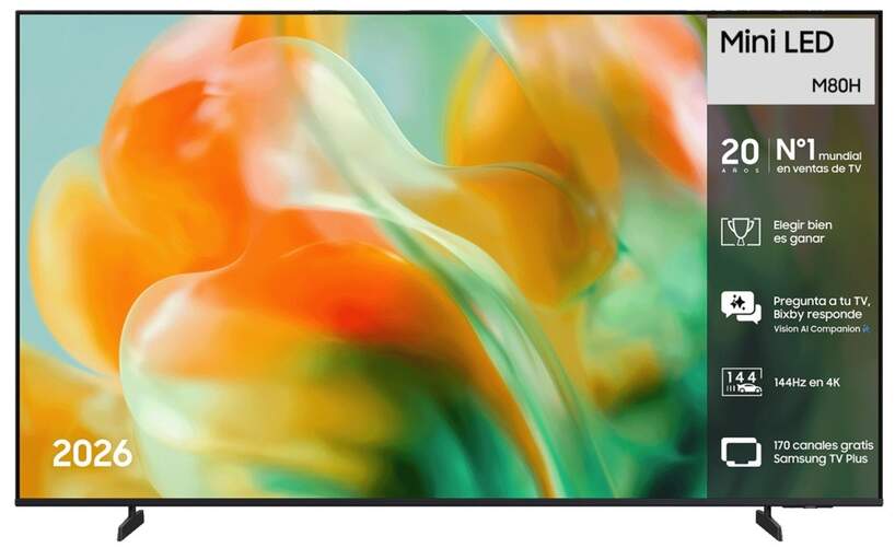 TV Samsung 85" Mini LED TU85M80H - 4K Ultra HD, Smart TV Tizen, 240 Hz, Altavoces 20W, HDR10+