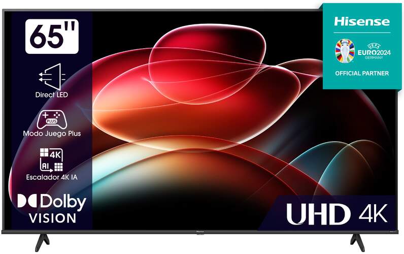 TV 65" Hisense 65A6K - 4K, Smart TV VIDAA, HDR10+, Dolby Vision, DTS:X, Modo Juego/Deportes