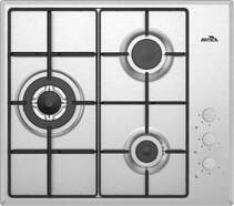 Placa de Gas Butano Artica AXG6030 - 3 Fuegos, 60cm, Termopar Seguridad, Acero Inoxidable