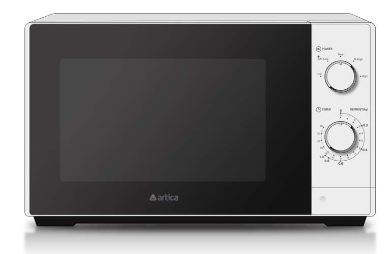 Microondas Artica AMW210W - 20 L, 700 W, Control Giratorio, Luz LED Interior, Blanco