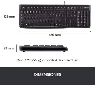 TECLADO RATON LOGITECH MK120 CON CABLE USB