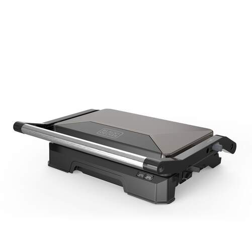 Grill Black+Decker BXGR1001E - 1000W, superficie de cocci&oacute;n 20x14,5cm, apertura 180&ordm;, asa toque frio
