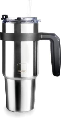 Vaso Ibili 669006 Go - Incluye Pajita, 580 ml, Asa de Transporte, Inox