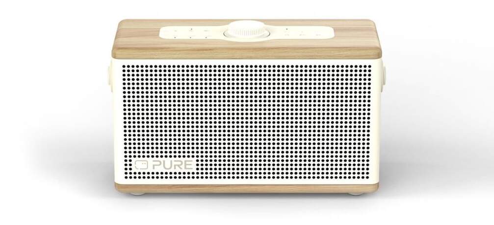 Altavoz Pure Classic Aura - Bluetooth 5.3, ambiente envolvente, blanco algodón/roble, 40W