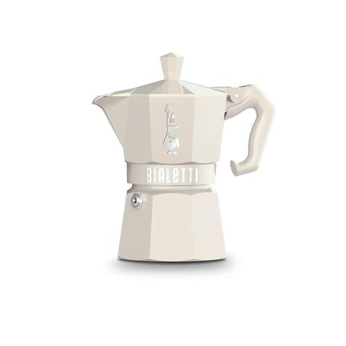 Cafetera Italiana Bialetti Moka Exlusive - Aluminio, 3 Tazas, Crema