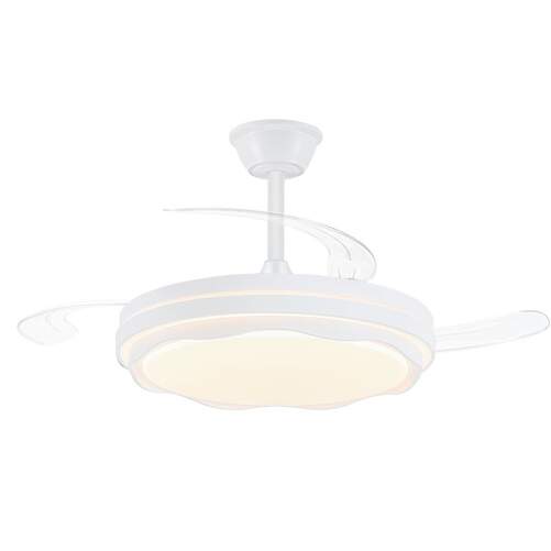Ventilador Techo CristalRecord Prius- 30W, Retr&aacute;ctiles,105 cm, 7 velocidades,Led,App, mando, blanco