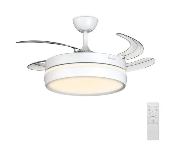 Ventilador techo Artica AVTECHR72B - Retr&aacute;ctil, 72W, LED, Mando, Temporizador, Blanco
