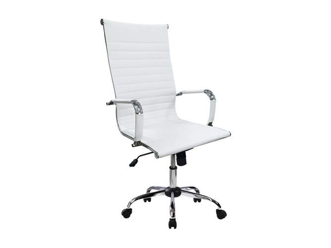 Silla de oficina Equip - Tapicer&iacute;a acanalada, respaldo alto, blanca