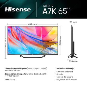 TV HISENSE 65%%%quot; 65A7KQ UHD QLED SMART TV HDR10 