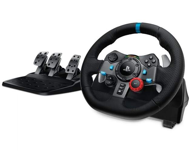 Volante Logitech G29 Driving Force - USB, con cable, Volante + Pedales, PC, PS4 y PS5, Negro