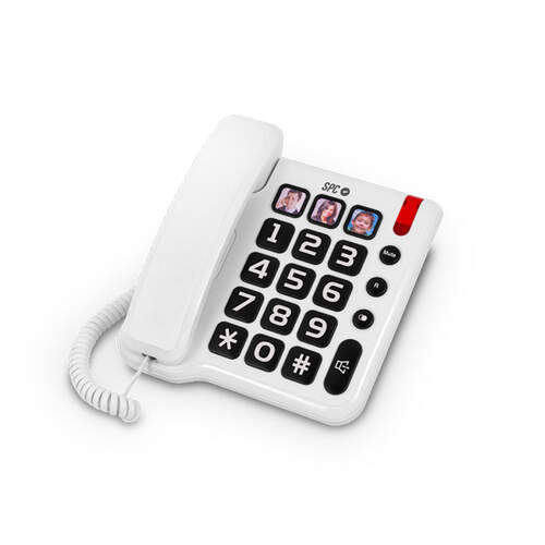 Teléfono sobremesa Telecom 3294B Confort Numbers - Teclas grandes con foto, Manos libres, 3 memorias