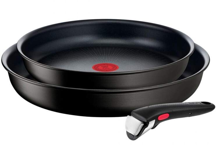 Lote Sartenes Tefal + Mango Ingenio Unlimited - 22/26 cm, Antiadherente, Negro