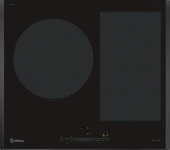 Placa Inducción Balay 3EB969LH - 2 Zonas FLEX, 60 cm, 7400 W, Negro