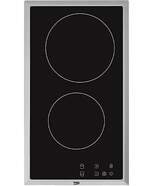Placa Vitrocer&aacute;mica Modular Beko HDMC32400TX - 2 zonas, 3000 W, Inox, Negro
