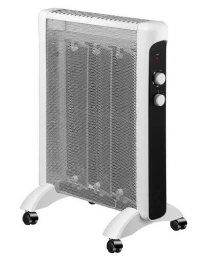 Radiador de mica Artica ARM2415 - 1500 W, Ruedas antivuelco, Termostato regulable, Blanco y negro