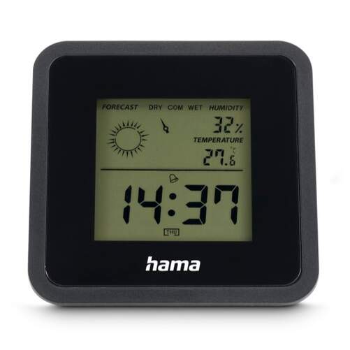 Term&oacute;metro/Higr&oacute;metro Hama Borneo Negro - Reloj, previsi&oacute;n meteorol&oacute;gica, indicador de comfort