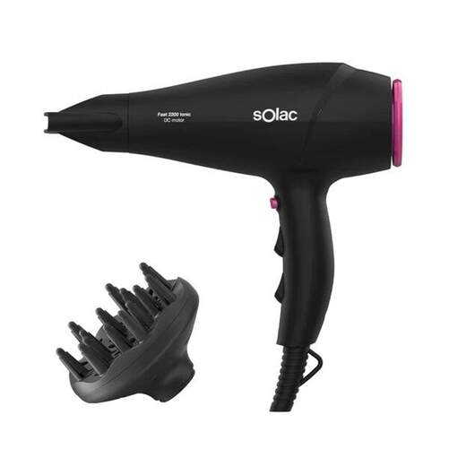 Secador Solac SH7083 - 2200 W, Ión, Difusor, Negro