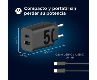 CARGADOR MOTOROLA 1XUSB A C DE 50W CABLE USB C