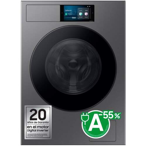 Lavadora Samsung WF90F09C4SU3 - 9 kg, 1400 rpm, Clase A, Autodosificación, Display, Grafito