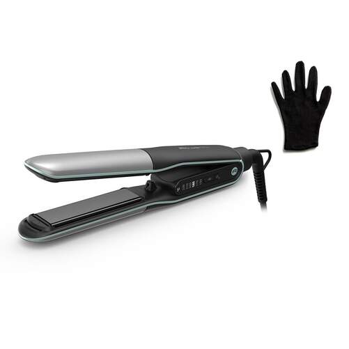 Plancha Pelo Rowenta SF7120 - 2 En 1, Alisar, Rizar, Titanio, Negro, Gris