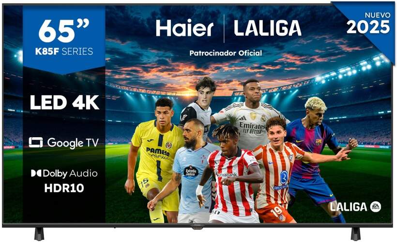 TV Haier 65" LED H65K85FUX - 4K Ultra HD, Google TV, 20W Dolby Audio, HDR10