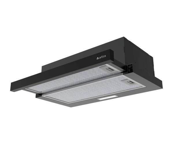 Campana Telescópica Artica ASLIDE60BN - 60 cm, 400 m3/h, Luz LED, 2 Velocidades, Clase B, Negra