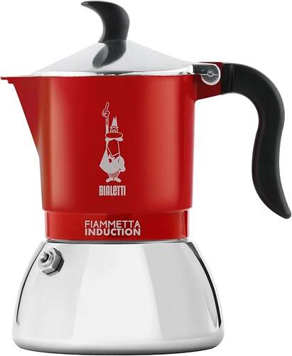 Cafetera Italiana Bialetti Fiammetta - Inducción, 4 Tazas, Rojo