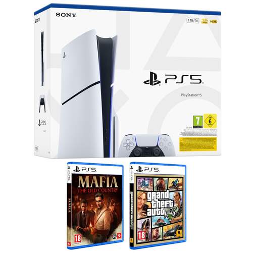 Pack Sony Playstation 5 Chasis E Estándar + Mafia The Old Country y Grand Theft Auto V