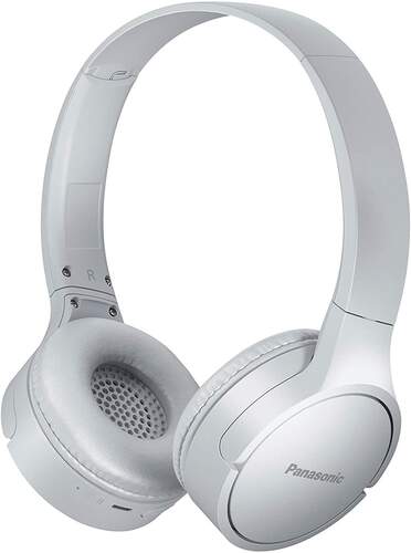 Auriculares Panasonic RB-HF420BE-W Blanco - Batería 50h, Extra Bass 30mm, Bluetooth 5.0, Micro