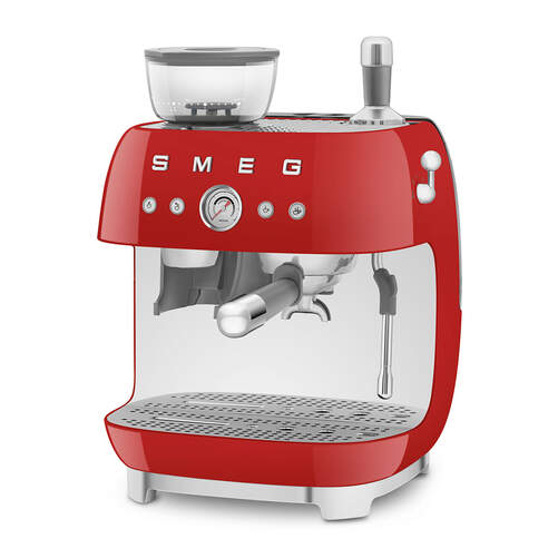 Cafetera Express Smeg EGF03RDEU - Molinillo, 20 Bares, 1650 W, Roja