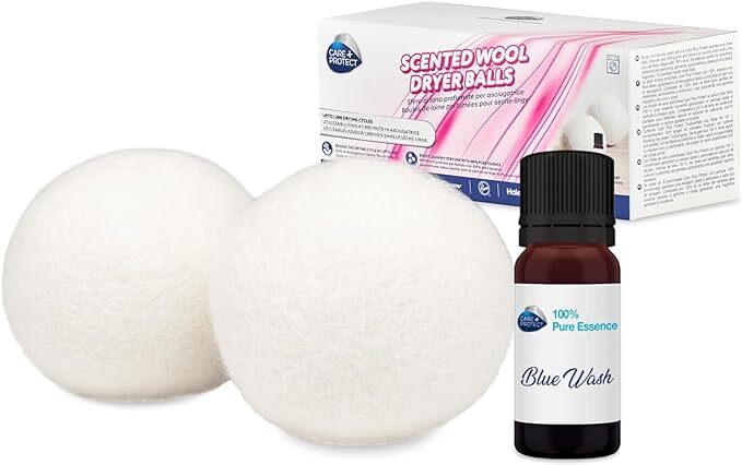 Bolas para secadora de lana Care + Protect CDB1101P2 - 2 bolas + 10 ml de esencia, 1000 ciclos