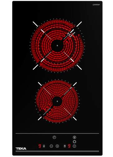 Placa Vitrocerámica Teka TZC 32320 TTC - 2 Zonas, 30cm, 3000 W,  9 Potencias, TouchControl, Negro